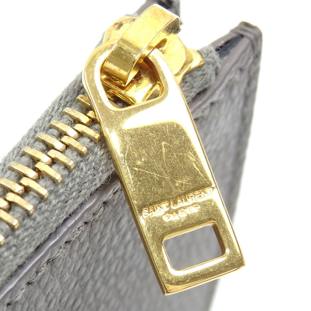 Saint Laurent Card Case Grey Leather 458583 Coin Fragment Women Men Unisex A2... - Picture 3 of 4
